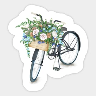 Vintage Black Bicycle With Flowers Sticker